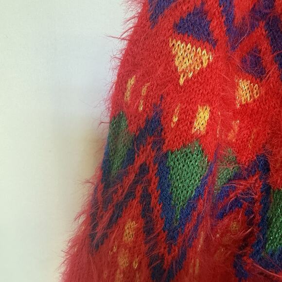 Womens Christmas Fair Isle Sweater Size M Fuzzy Cozy Ugly Holiday Party Festive - Picture 10 of 12